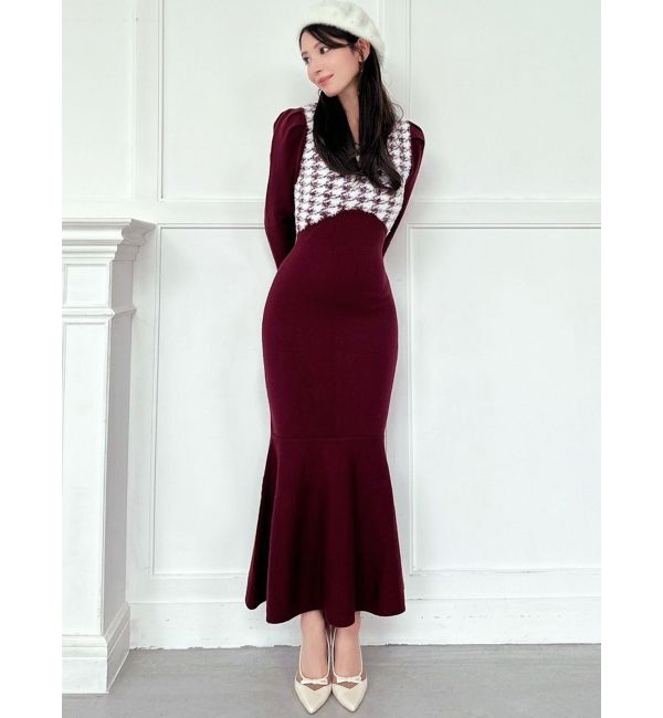 RESEXXY「ハウンドトゥースマーメイドニットワンピース」|ワンピース|
