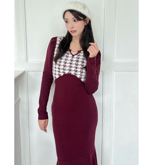 RESEXXY「ハウンドトゥースマーメイドニットワンピース」|ワンピース|