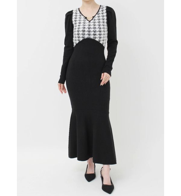 RESEXXY「ハウンドトゥースマーメイドニットワンピース」|ワンピース|
