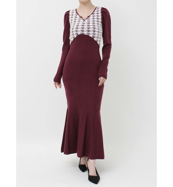 RESEXXY「ハウンドトゥースマーメイドニットワンピース」|ワンピース|