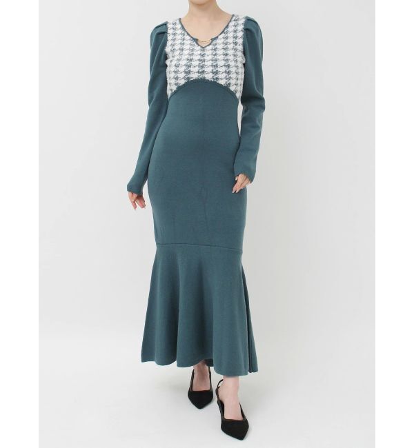 RESEXXY「ハウンドトゥースマーメイドニットワンピース」|ワンピース|