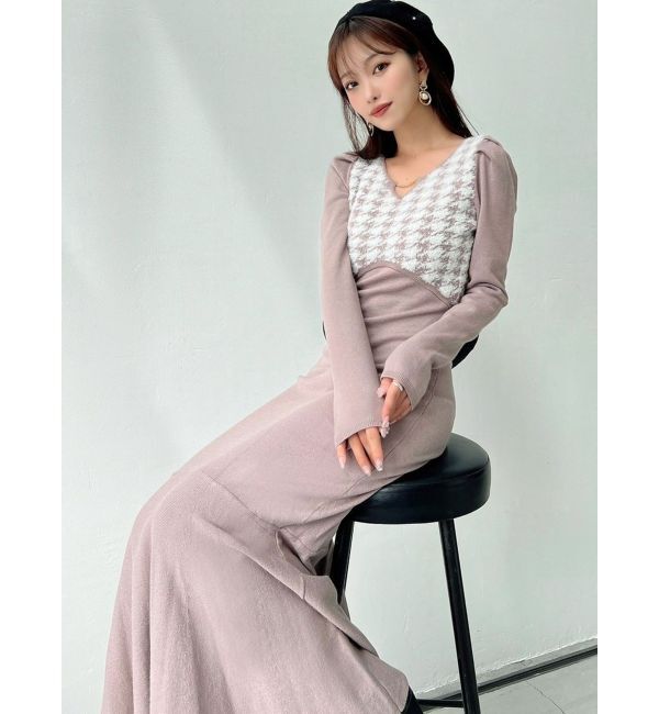 RESEXXY「ハウンドトゥースマーメイドニットワンピース」|ワンピース|