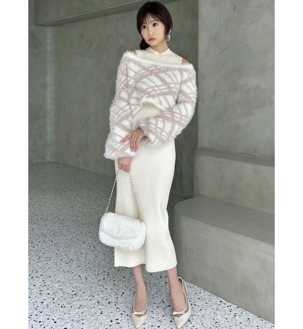 RESEXXY「シャギーレイヤードリブニットワンピース」|ワンピース|