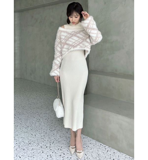 RESEXXY「シャギーレイヤードリブニットワンピース」|ワンピース|