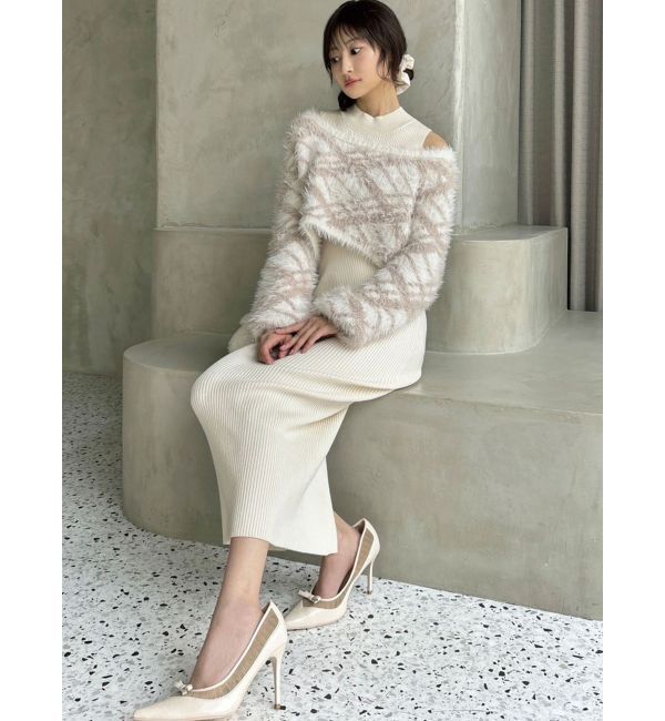 RESEXXY「シャギーレイヤードリブニットワンピース」|ワンピース|