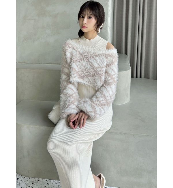 RESEXXY「シャギーレイヤードリブニットワンピース」|ワンピース|