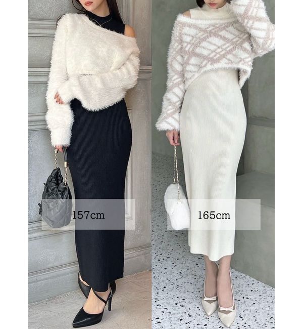 RESEXXY「シャギーレイヤードリブニットワンピース」|ワンピース|