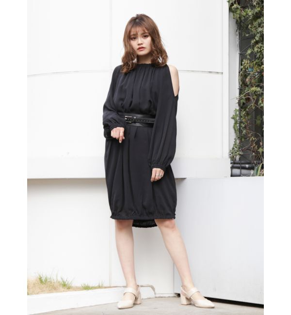 dazzlin「シフォンイレギュラースリーブワンピース」|ワンピース|ブラック