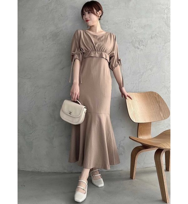 dazzlin「ショートコンビタイトワンピース」|ワンピース|ベージュ