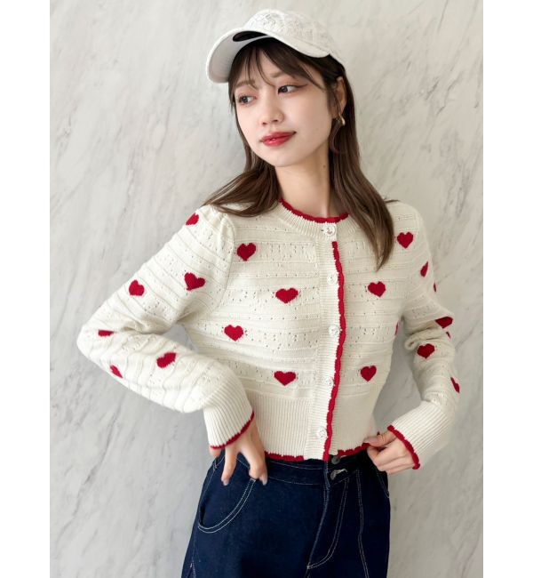 dazzlin「ハートジャカードカーデトップス」|カーディガン|