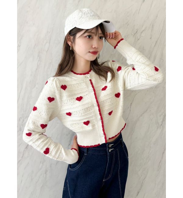 dazzlin「ハートジャカードカーデトップス」|カーディガン|