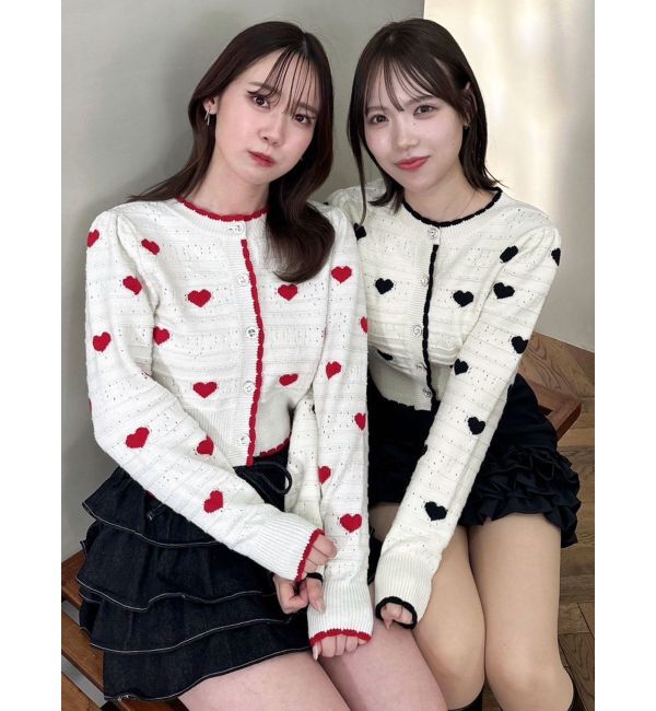 dazzlin「ハートジャカードカーデトップス」|カーディガン|