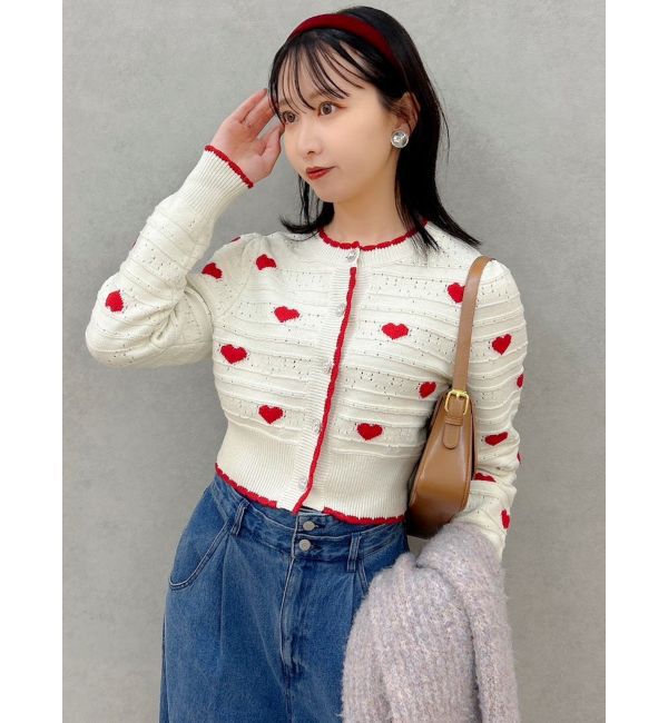 dazzlin「ハートジャカードカーデトップス」|カーディガン|