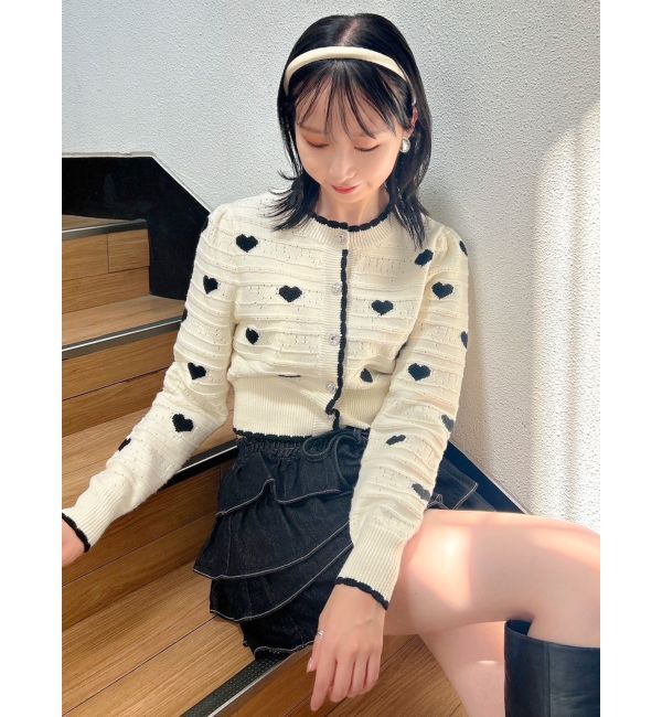dazzlin「ハートジャカードカーデトップス」|カーディガン|