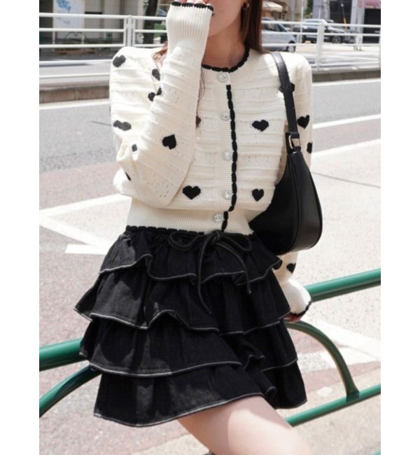 dazzlin「ハートジャカードカーデトップス」|カーディガン|アイボリー