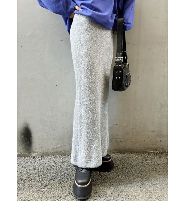 MURUA「ラメニットナロースカート」|スカート|シルバー
