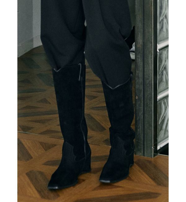 Ungrid「インソールデザインウエスタンブーツ」|ロングブーツ|