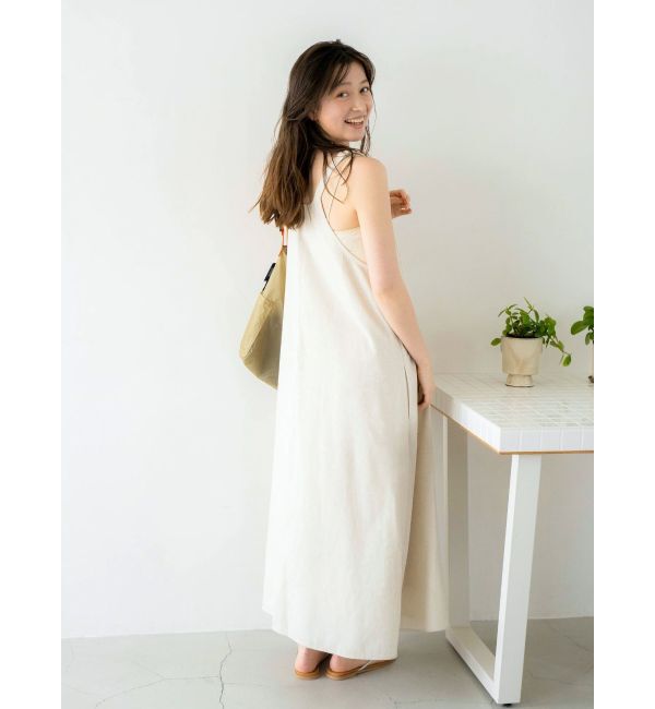 Ungrid「リネン混ショルダーデザインキャミワンピース」|ワンピース|