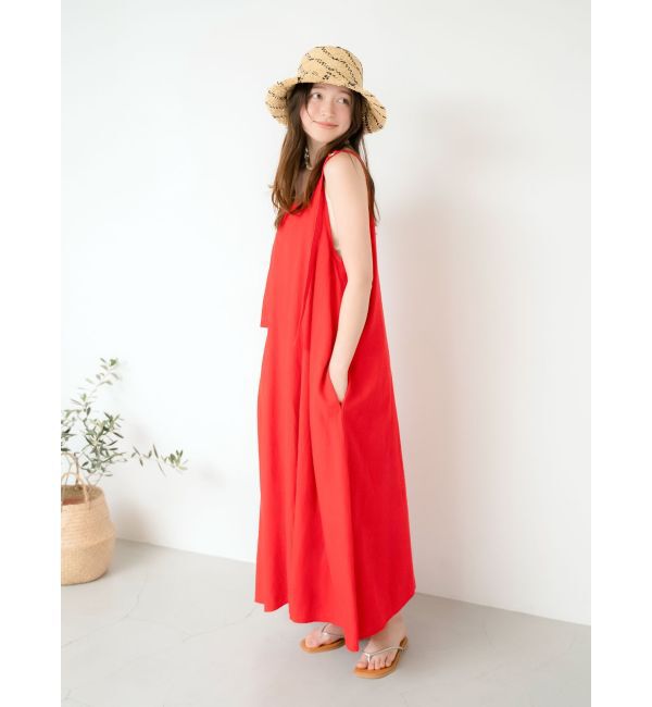 Ungrid「リネン混ショルダーデザインキャミワンピース」|ワンピース|