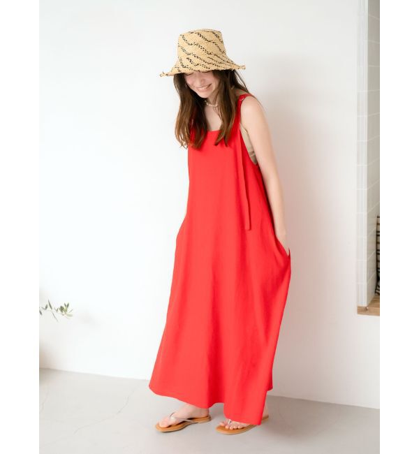 Ungrid「リネン混ショルダーデザインキャミワンピース」|ワンピース|