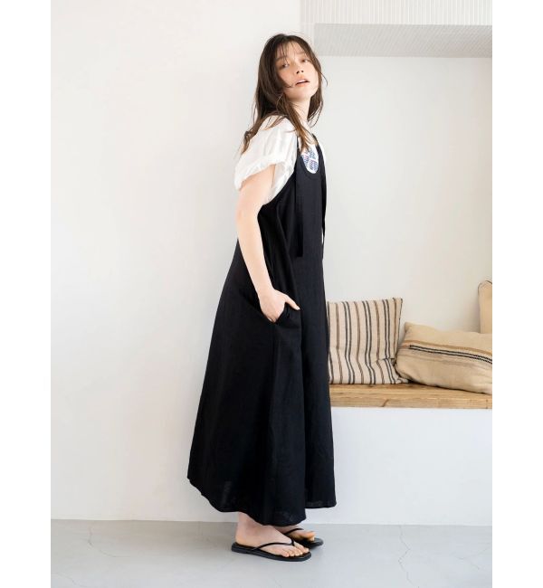 Ungrid「リネン混ショルダーデザインキャミワンピース」|ワンピース|