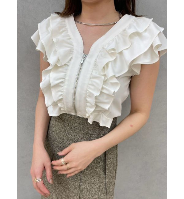 LAGUNAMOON「【追加生産】WZIPフリルブラウス」|シャツ・ブラウス|
