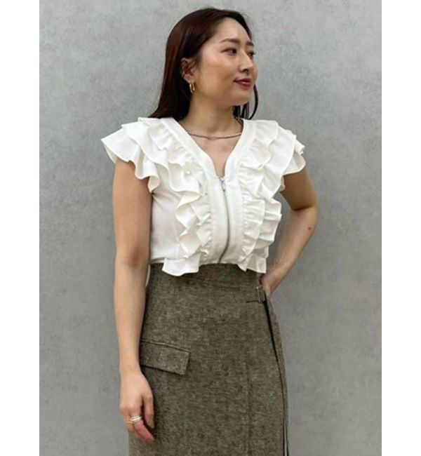 LAGUNAMOON「【追加生産】WZIPフリルブラウス」|シャツ・ブラウス|