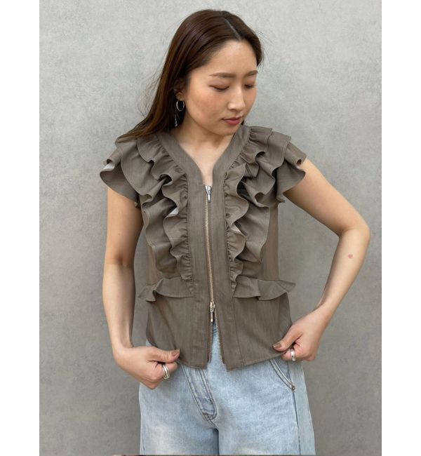 LAGUNAMOON「【追加生産】WZIPフリルブラウス」|シャツ・ブラウス|