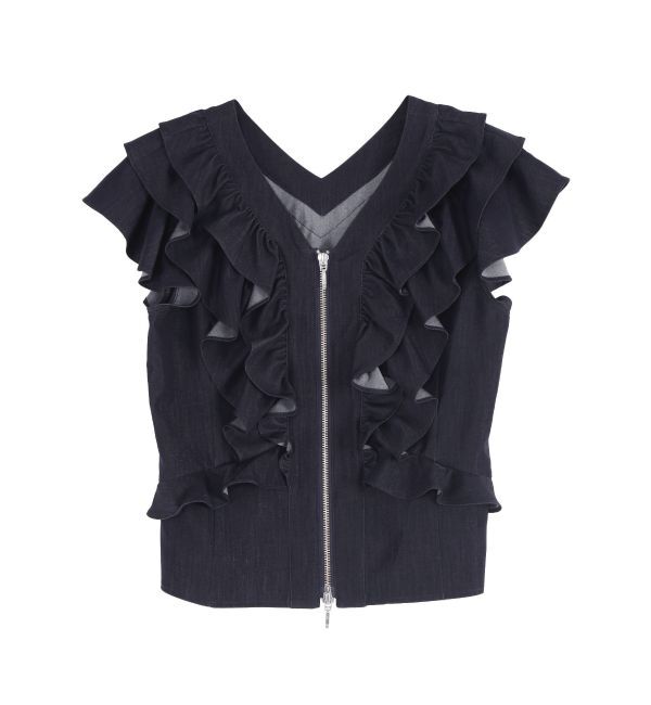 LAGUNAMOON「【追加生産】WZIPフリルブラウス」|シャツ・ブラウス|