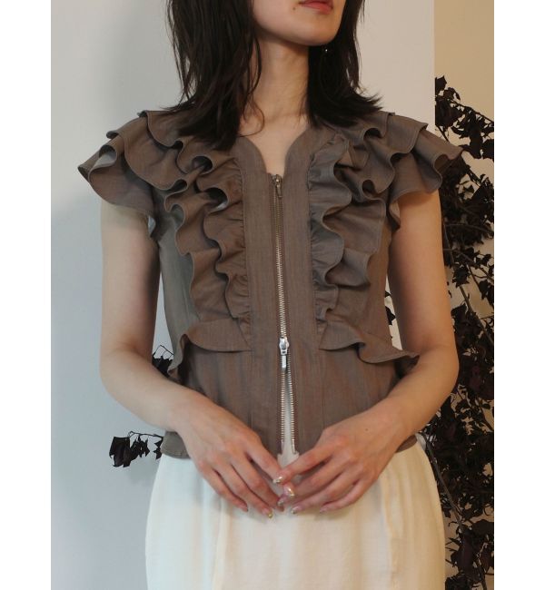 LAGUNAMOON「【追加生産】WZIPフリルブラウス」|シャツ・ブラウス|