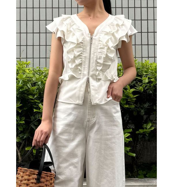 LAGUNAMOON「【追加生産】WZIPフリルブラウス」|シャツ・ブラウス|