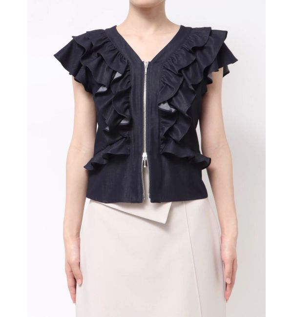 LAGUNAMOON「【追加生産】WZIPフリルブラウス」|シャツ・ブラウス|