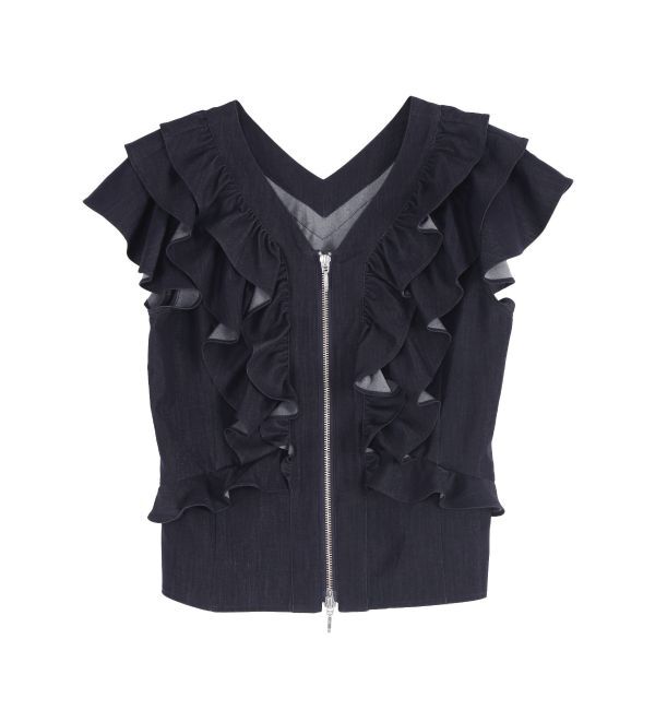 LAGUNAMOON「【追加生産】WZIPフリルブラウス」|シャツ・ブラウス|