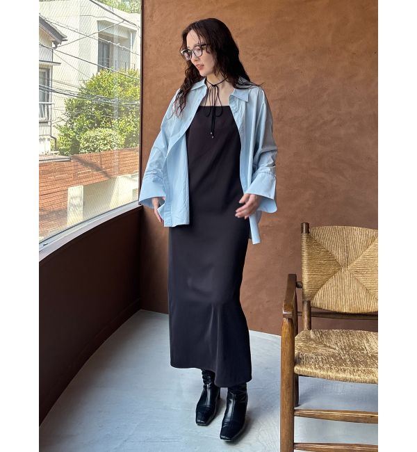 LAGUNAMOON「ドロップディティールサテンキャミワンピース」|ワンピース|ブラック