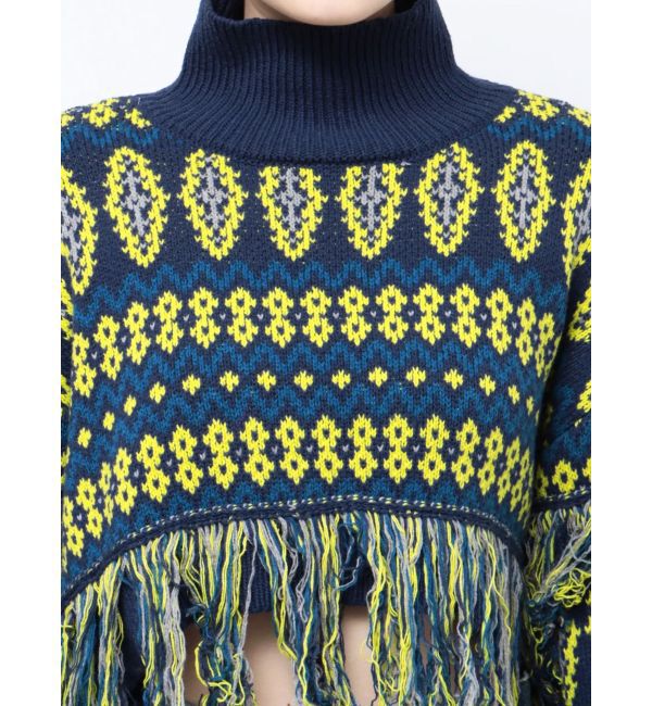 EVRIS「オリジナルジャガードフリンジニットトップス」|ニット・セーター|