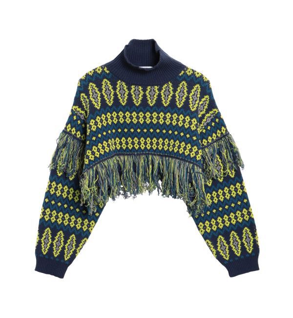 EVRIS「オリジナルジャガードフリンジニットトップス」|ニット・セーター|
