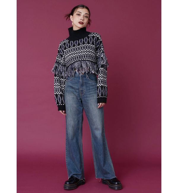 EVRIS「オリジナルジャガードフリンジニットトップス」|ニット・セーター|