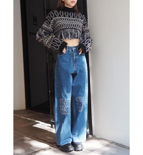 EVRIS「オリジナルジャガードフリンジニットトップス」|ニット・セーター|