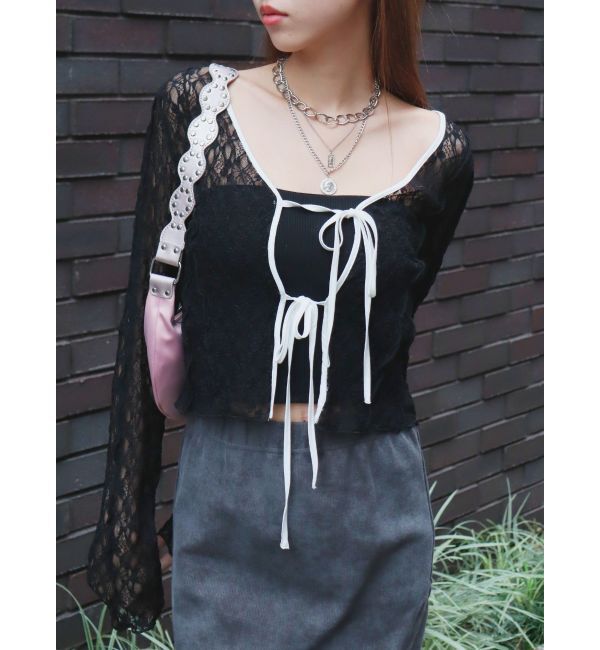 EVRIS「レースショートカーディガン」|カーディガン|