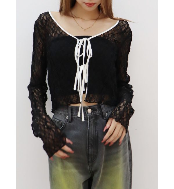 EVRIS「レースショートカーディガン」|カーディガン|