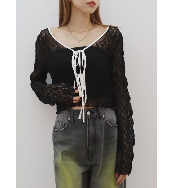 EVRIS「レースショートカーディガン」|カーディガン|