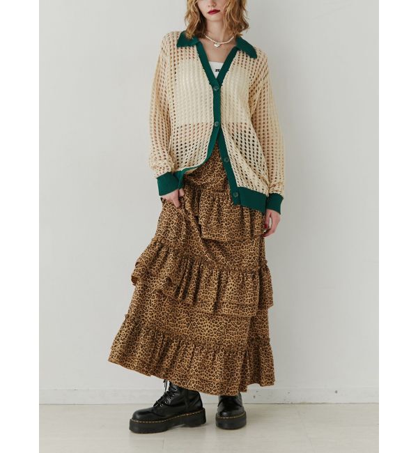 jouetie「バイカラーメッシュニットカーデ」|カーディガン|