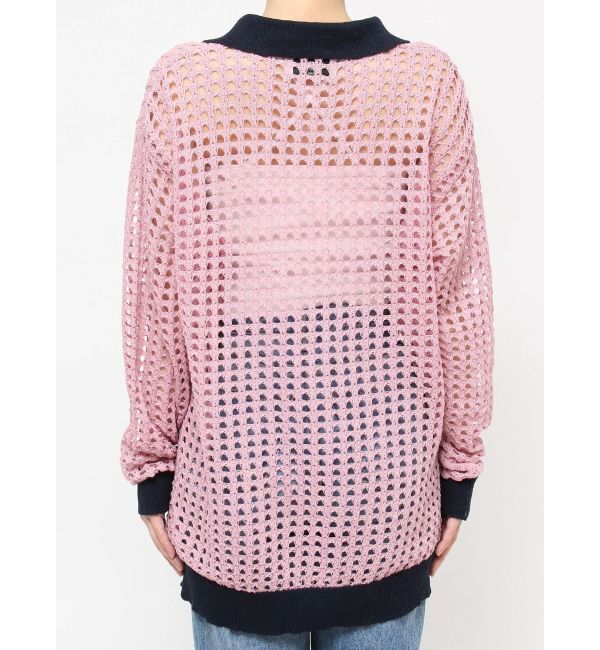 jouetie「バイカラーメッシュニットカーデ」|カーディガン|