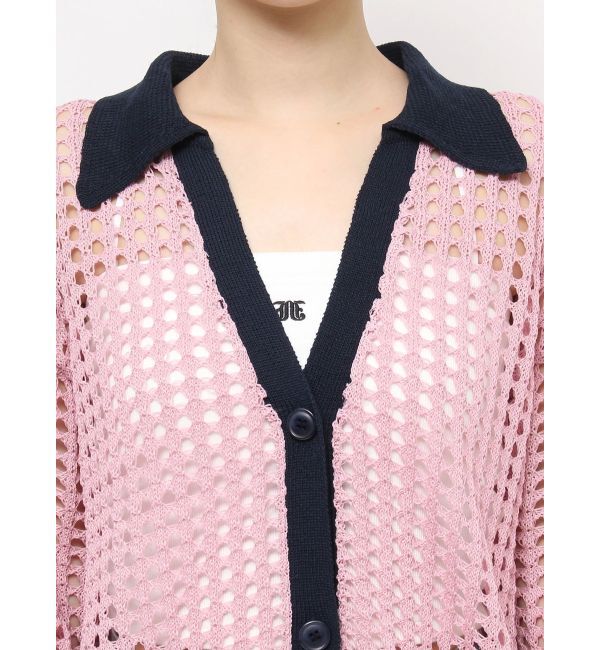 jouetie「バイカラーメッシュニットカーデ」|カーディガン|