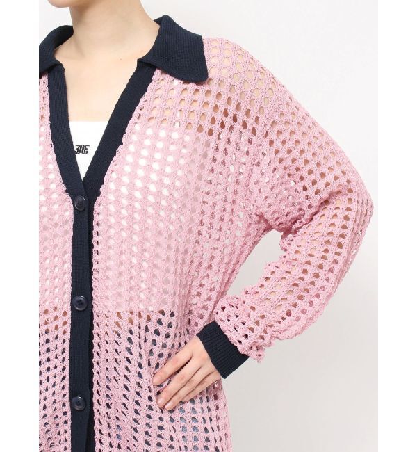 jouetie「バイカラーメッシュニットカーデ」|カーディガン|