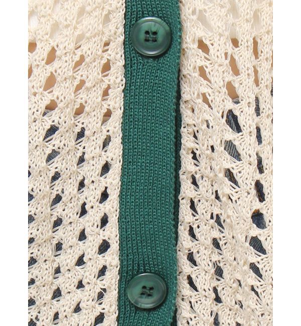 jouetie「バイカラーメッシュニットカーデ」|カーディガン|
