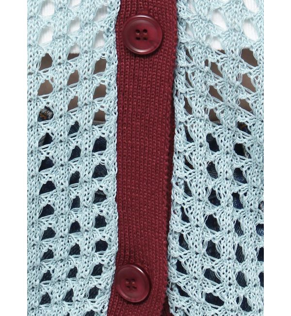 jouetie「バイカラーメッシュニットカーデ」|カーディガン|