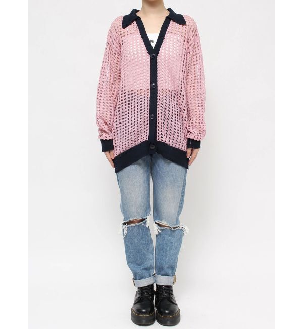 jouetie「バイカラーメッシュニットカーデ」|カーディガン|