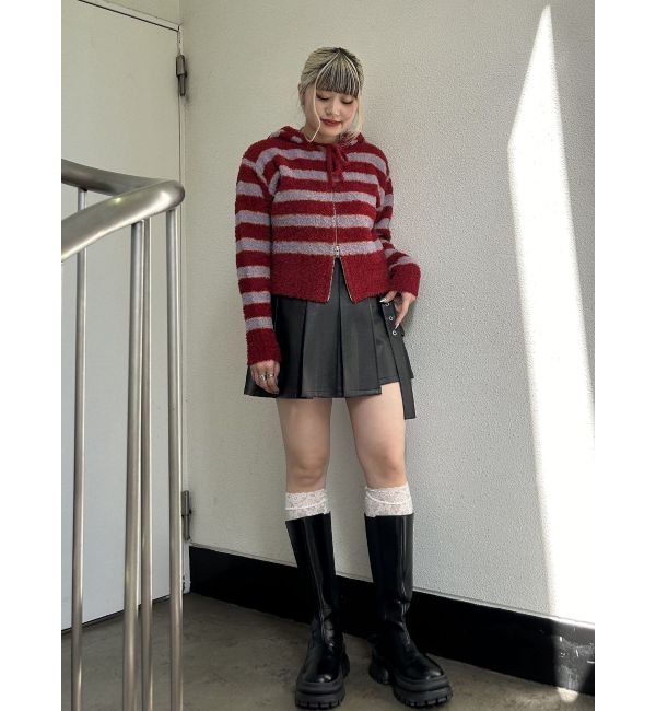 jouetie「シャギーボーダーダブルZIPフーディー」|カーディガン|