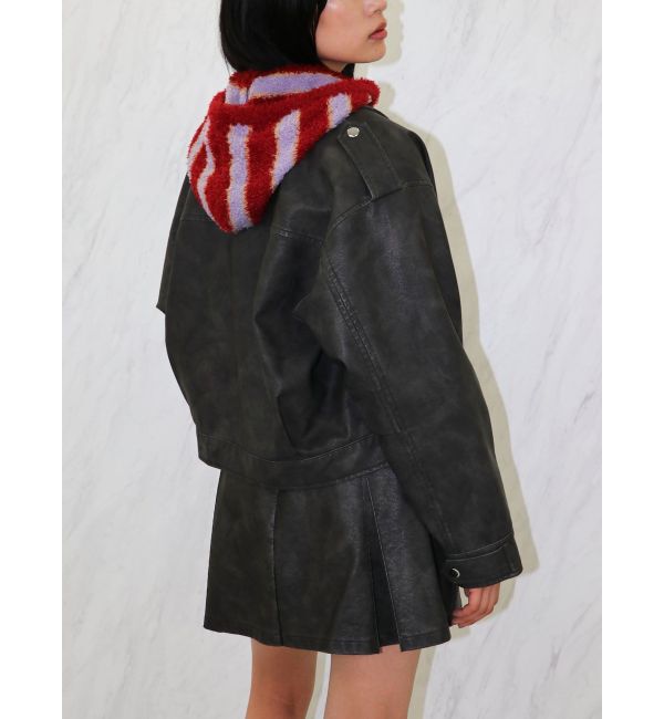 jouetie「シャギーボーダーダブルZIPフーディー」|カーディガン|